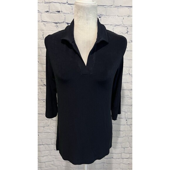 Chico's Tops - Chicos Chico’s Travelers Top Blouse Shirt Black Acetate No Wrinkle Size 0/S/4